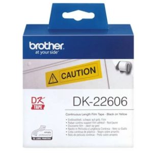 Brother DK22606 Continuous Length Film Tape Black on Yellow