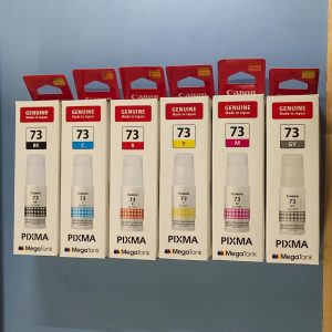 Canon 73 Ink Bottle Set (Black, Grey, Cyan, Magenta, Red, Yellow) – Genuine Combo for PIXMA G Series Photo Printers