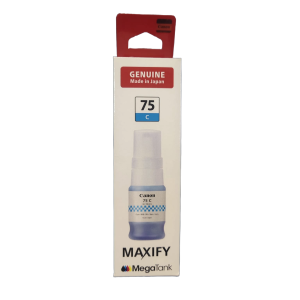Canon 75 Cyan Ink Bottle GI-75CY – High Yield Pigment Ink for Pixma GX1070, GX2070 Printers.